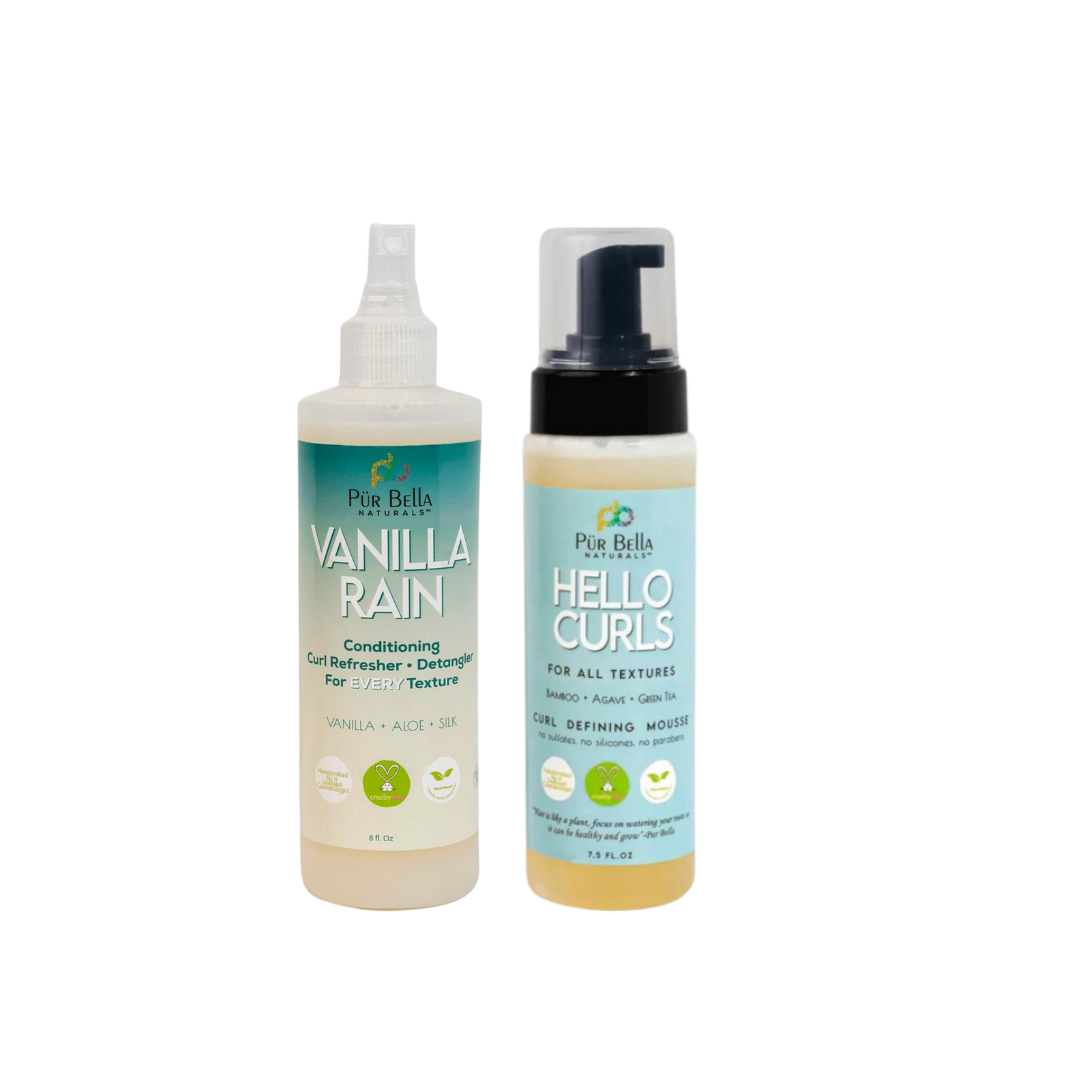 (WashNGo Duo) Hello Curls • Vanilla Rain Combo with Free Deep Conditioner Sample packet!